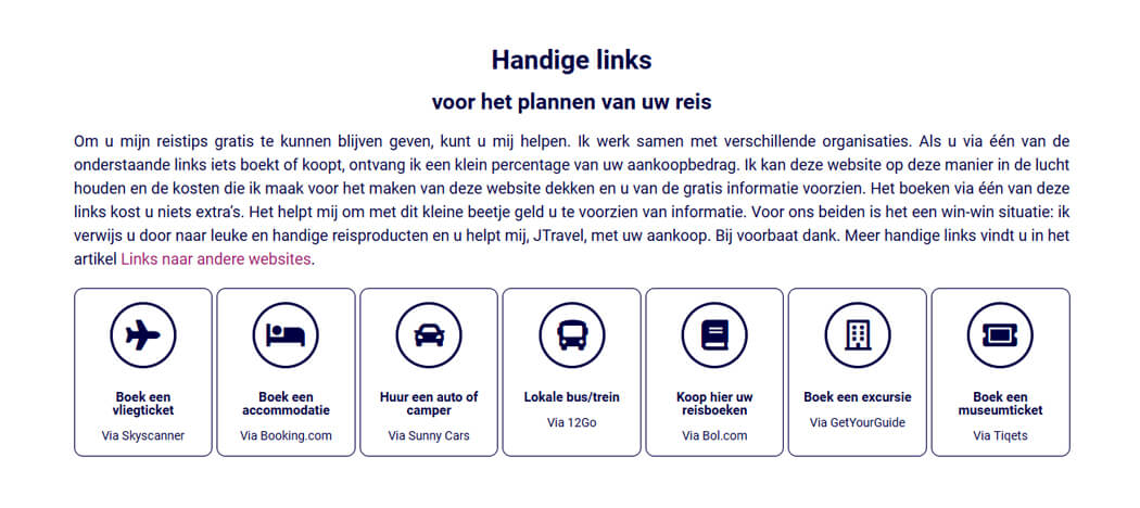 Template handige links voor JTravel.nl