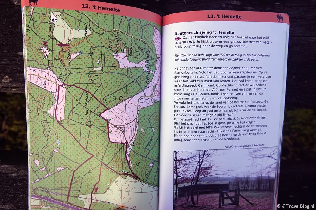 Een voorbeeld van een wandeling in de wandelgids 'Wildwandelingen op de Veluwe' van Uitgeverij Anoda