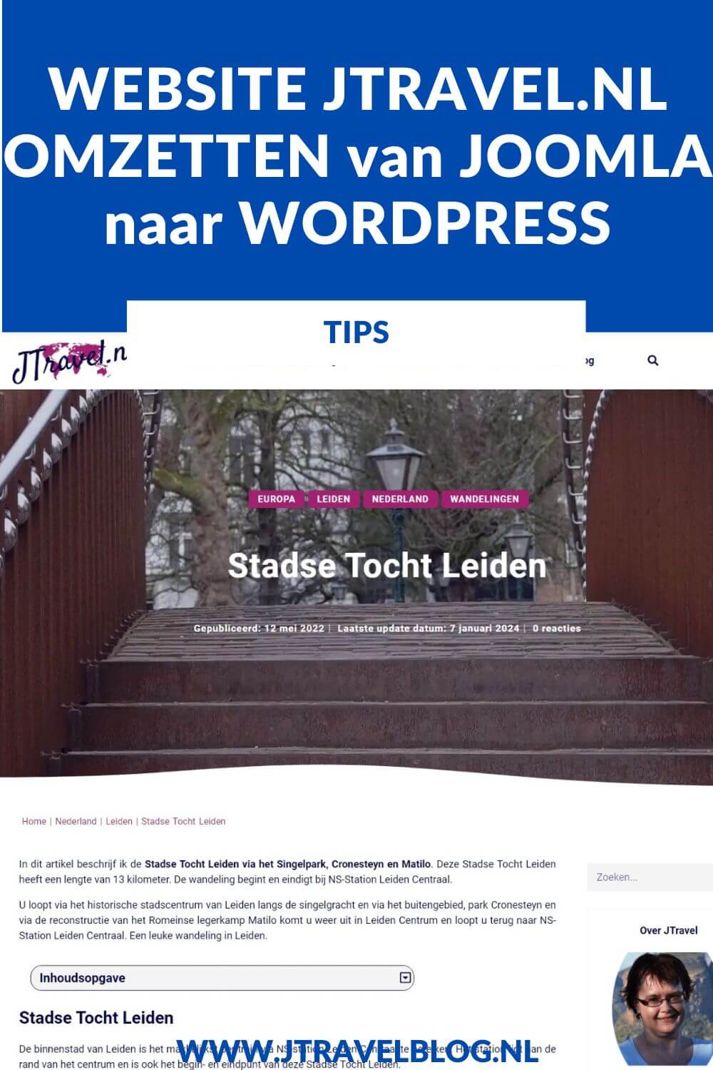 Begin 2023 heb ik besloten om mijn website JTravel.nl om te zetten van Joomla naar WordPress. Waarom? In deze blog lees je de reden en hoe ik dit aangepakt heb. Het resultaat kun je vanaf nu bekijken op https://jtravel.nl/. #wordpress #elementorpro #joomla #jtravelblog #jtravel