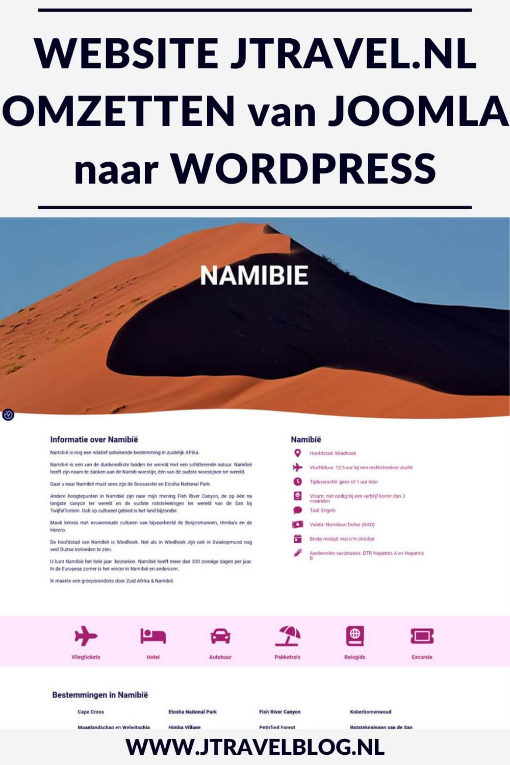 Begin 2023 heb ik besloten om mijn website JTravel.nl om te zetten van Joomla naar WordPress. Waarom? In deze blog lees je de reden en hoe ik dit aangepakt heb. Het resultaat kun je vanaf nu bekijken op https://jtravel.nl/. #wordpress #elementorpro #joomla #jtravelblog #jtravel