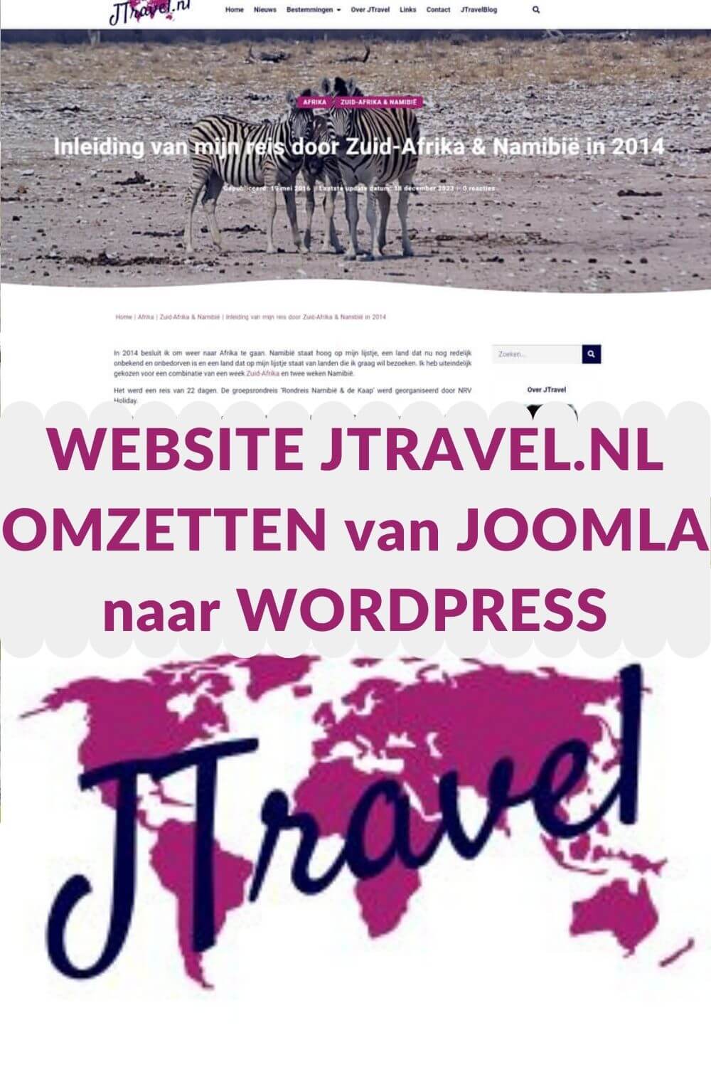 Begin 2023 heb ik besloten om mijn website JTravel.nl om te zetten van Joomla naar WordPress. Waarom? In deze blog lees je de reden en hoe ik dit aangepakt heb. Het resultaat kun je vanaf nu bekijken op https://jtravel.nl/. #wordpress #elementorpro #joomla #jtravelblog #jtravel