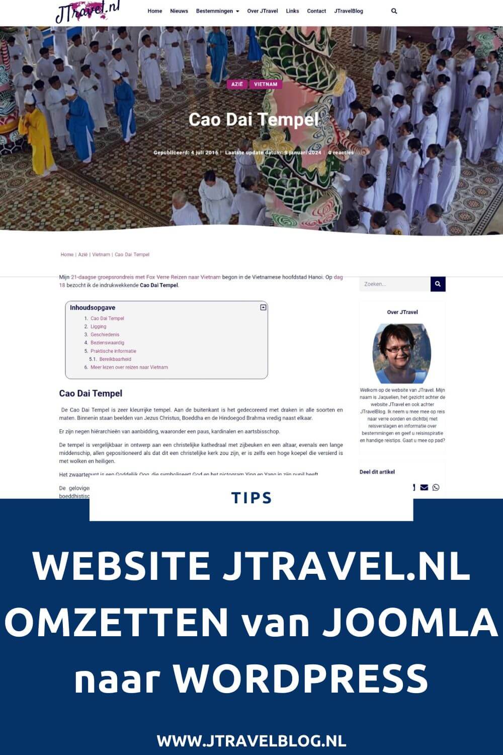 Begin 2023 heb ik besloten om mijn website JTravel.nl om te zetten van Joomla naar WordPress. Waarom? In deze blog lees je de reden en hoe ik dit aangepakt heb. Het resultaat kun je vanaf nu bekijken op https://jtravel.nl/. #wordpress #elementorpro #joomla #jtravelblog #jtravel