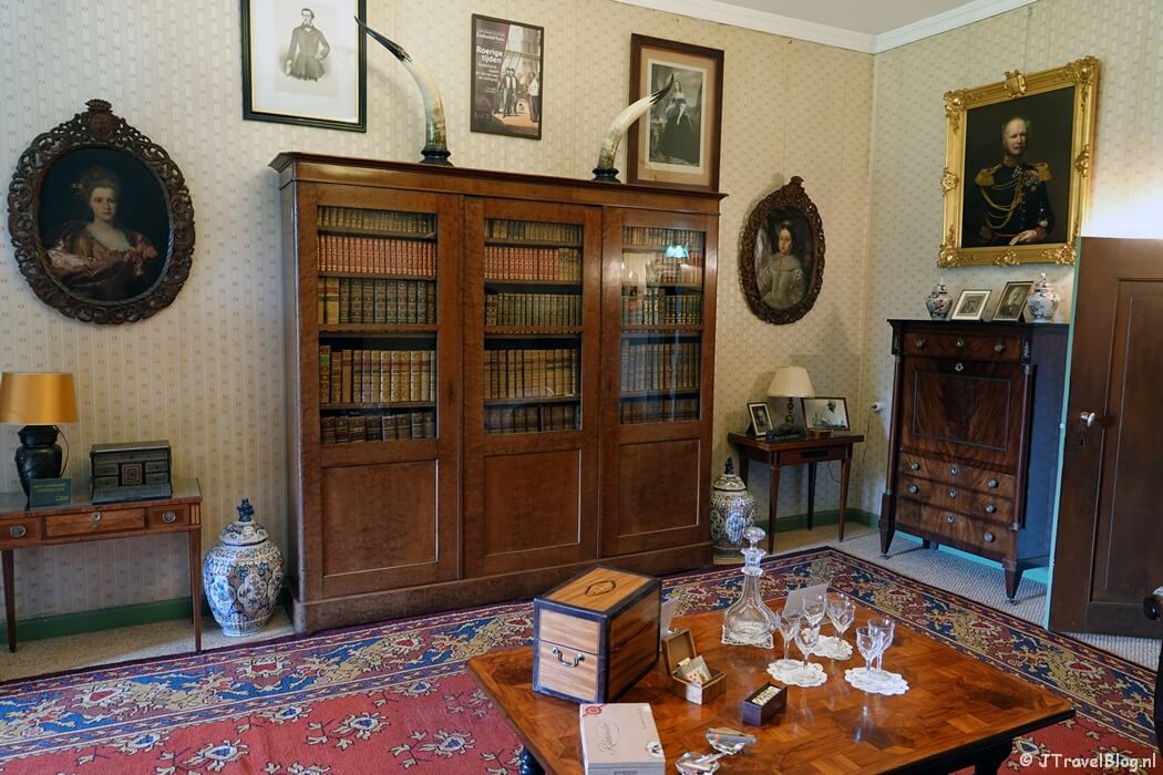 De bibliotheek in Kasteel Keukenhof in Lisse