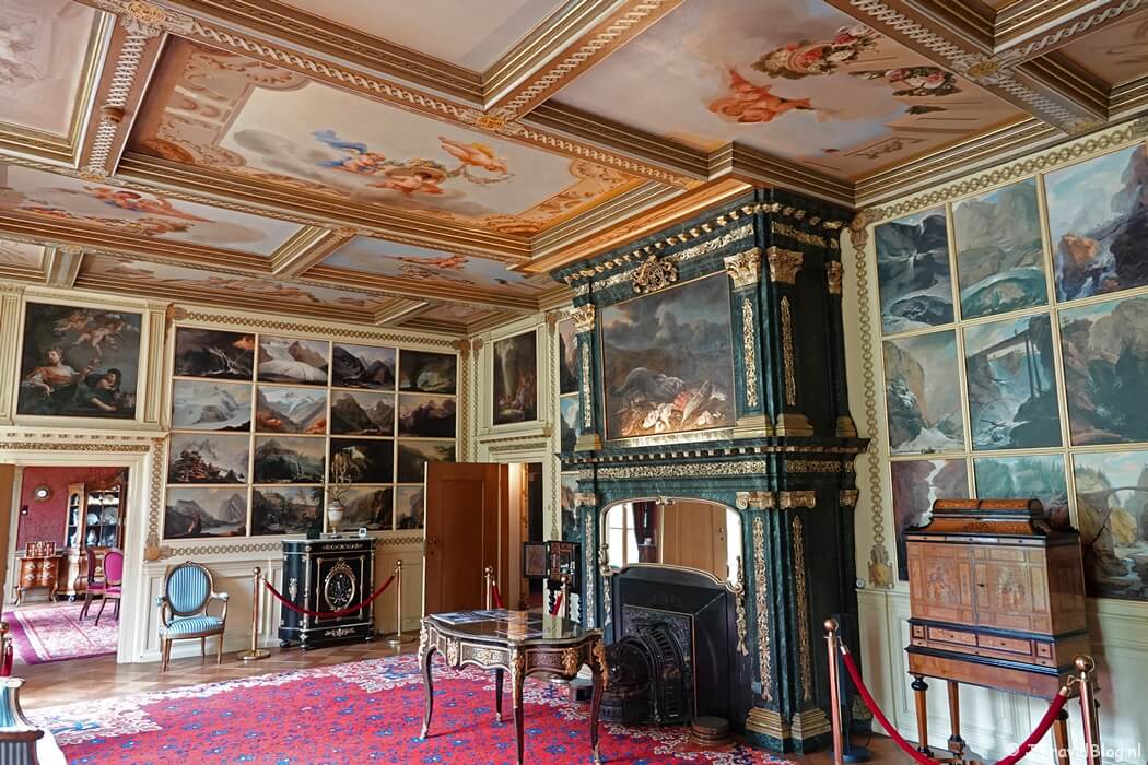 De blauwe salon in Kasteel Keukenhof in Lisse