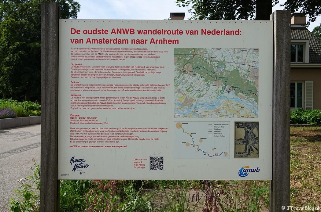 Bord in Doorn tijdens mijn wandeling van de 8e etappe van de oudste wandelroute van Nederland van Doorn naar Leersum