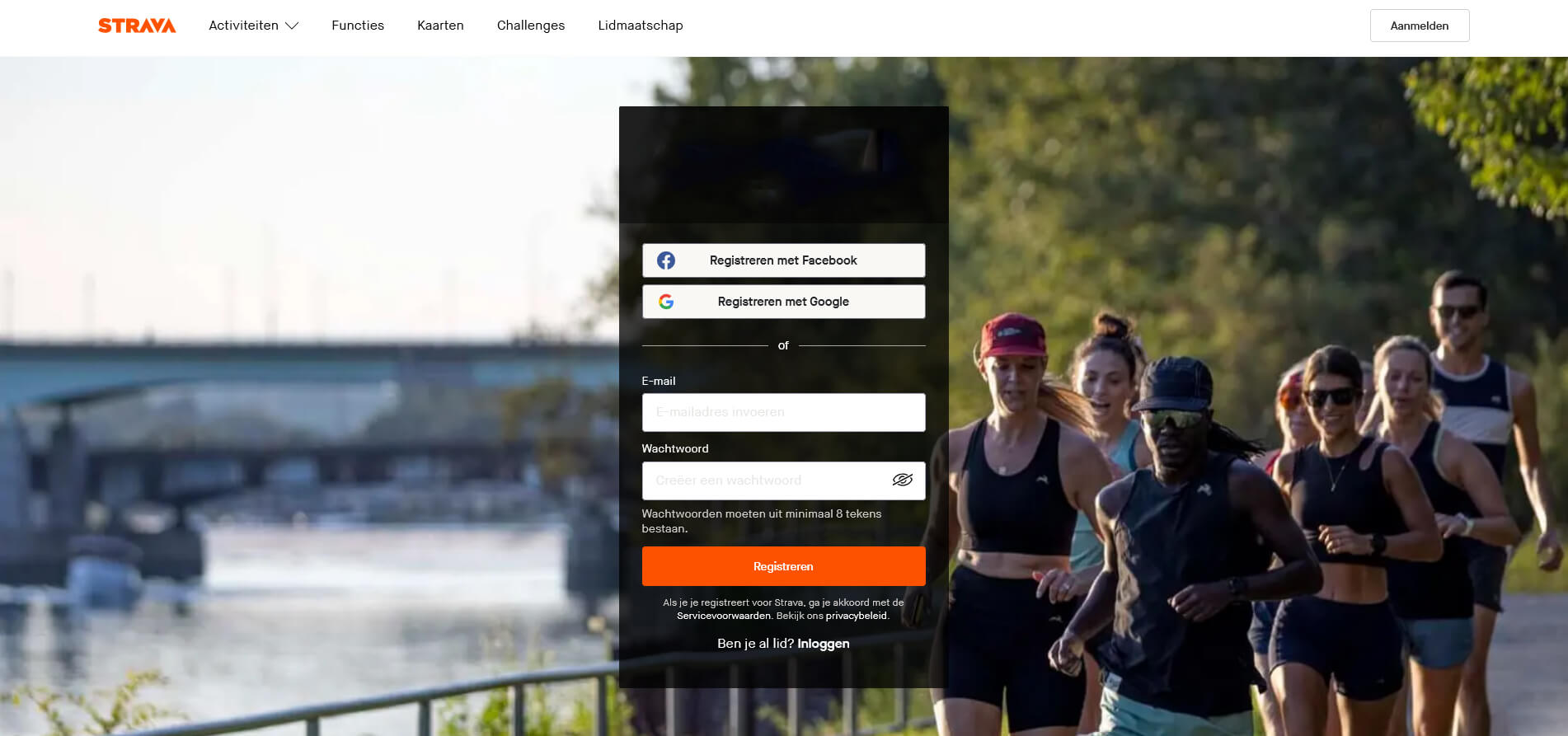 De website van Strava
