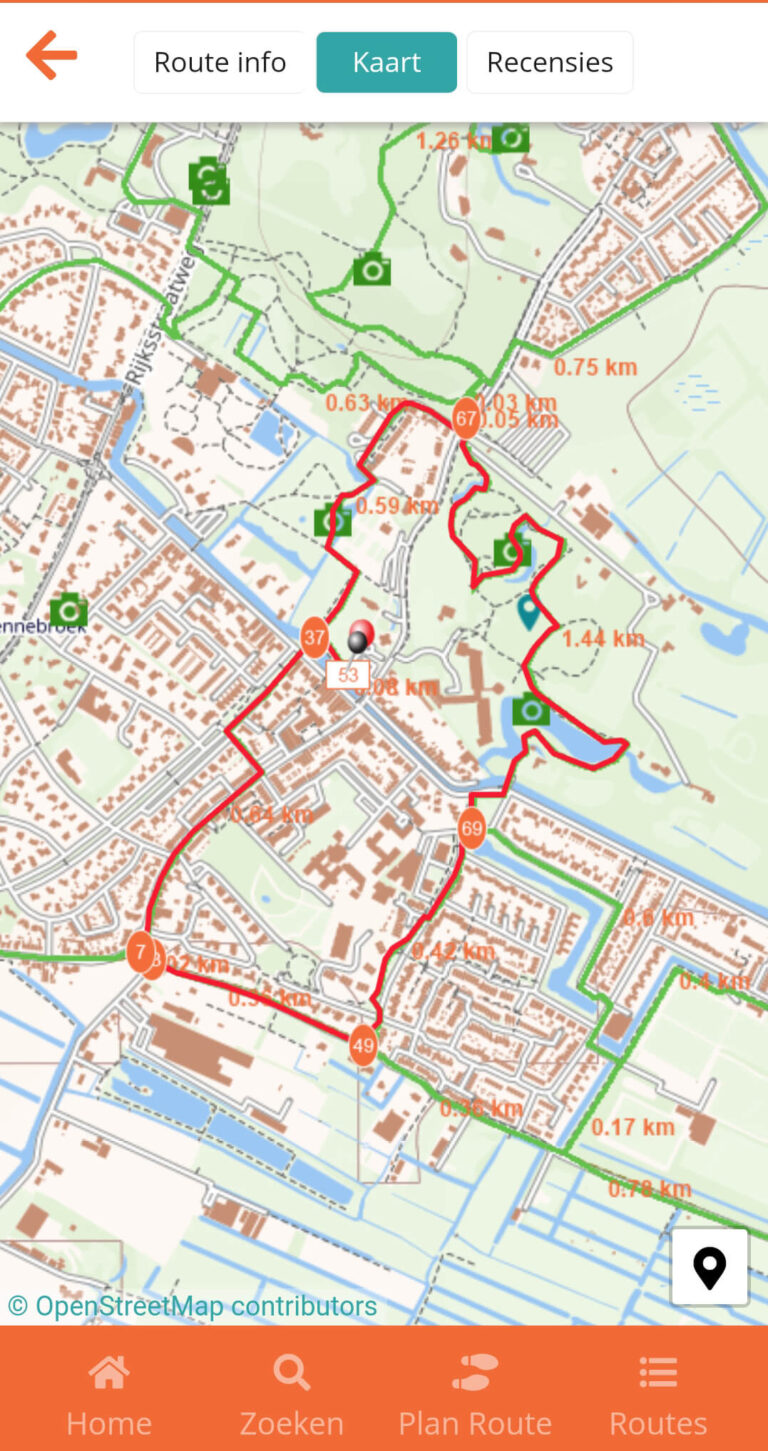 Trambaanroute in Bennebroek van Wandelnetwerk Noord-Holland