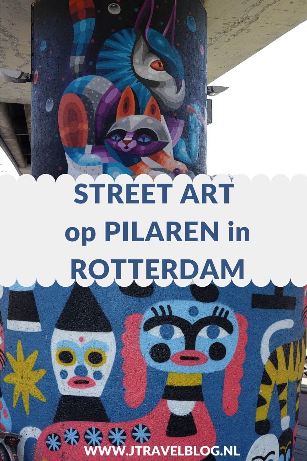 Ik wandelde langs de street art op pilaren tussen metrostations Rijnhaven en Maashaven in Rotterdam. Ik kwam mooie murals tegen. Welke? Je leest het in deze blog. #streetart #streetartrotterdam #rotterdam #jtravel #jtravelblog