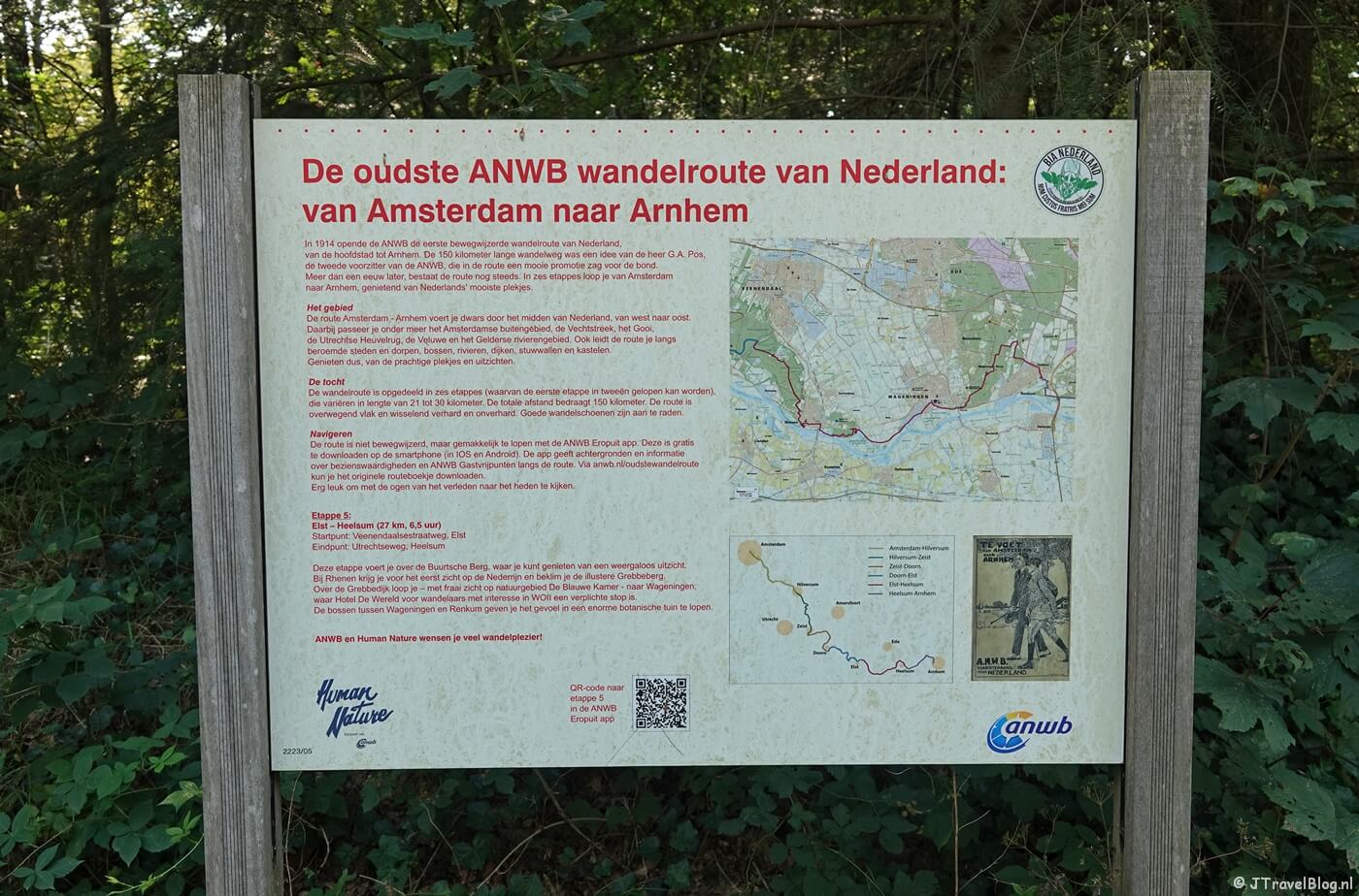 Bord van de Oudste wandelroute van Nederland