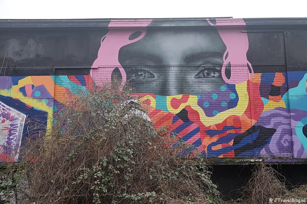 Street art van Dina Saadi tijdens mijn street art wandeling in het M4H gebied en Delfshaven in Rotterdam