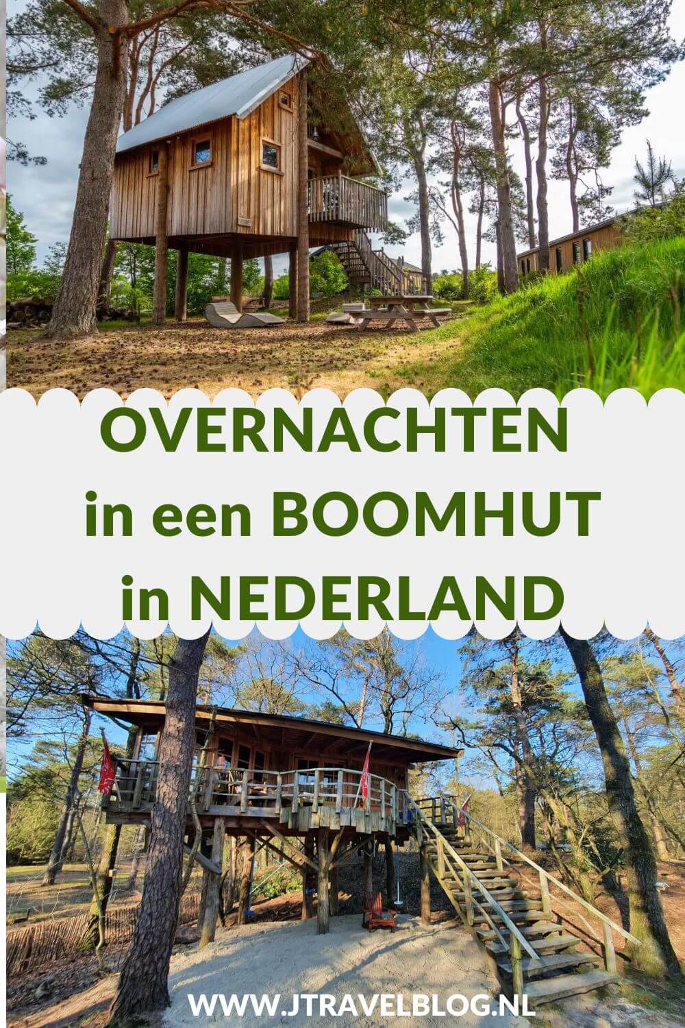 Bij een boomhutovernachting verblijf je in een van hout gemaakte accommodatie die boven de grond tussen de bomen is gebouwd. In deze blog heb ik een aantal boomhutten in Nederland waar je kunt overnachten op een rijtje gezet. #boomhut #accommodatie #jtravelblog #jtravel