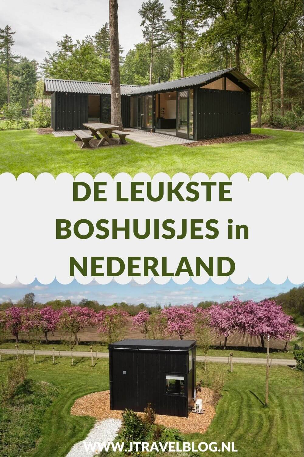 Een boshuisje is een vakantiehuis dat in een bosrijke omgeving ligt. Andere benamingen zijn natuurhuisje, boswoning, boschalet of boshut. Boshuisjes zijn zeer geschikt voor natuurliefhebbers, wandelaars en rustzoekers. Ik heb een aantal boshuisjes in Nederland voor je op een rijtje gezet. #boshuisje #accommodatie #jtravelblog #jtravel