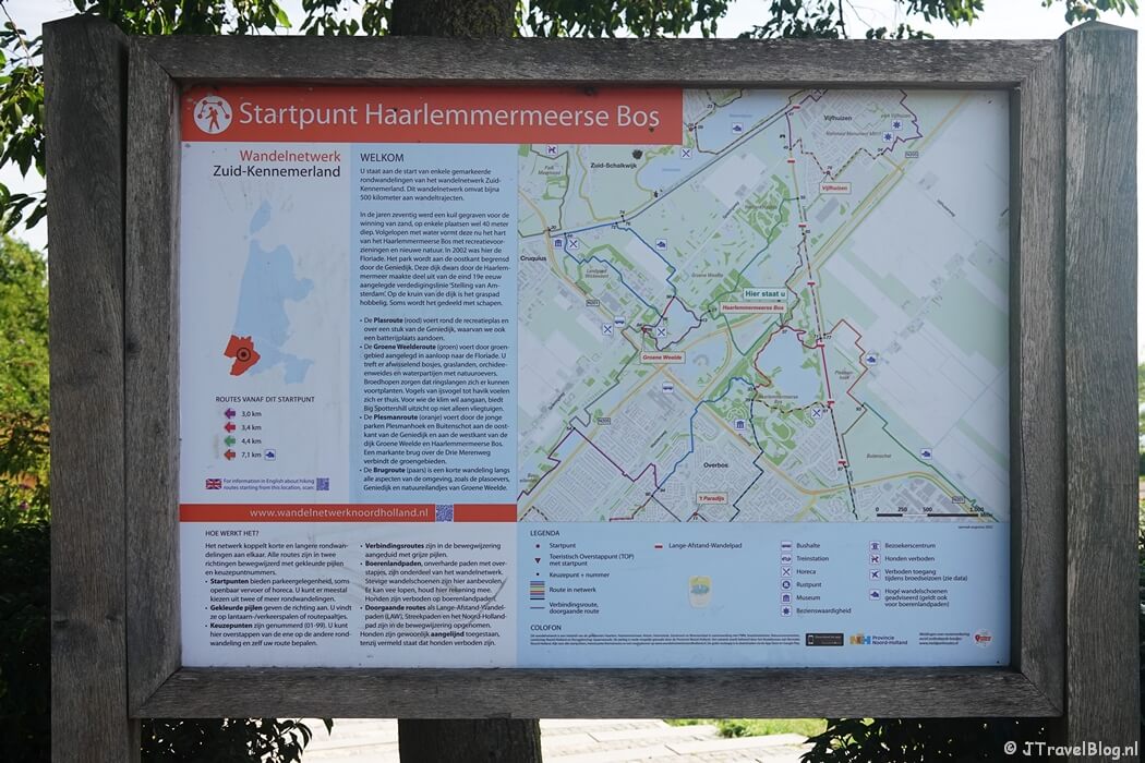 Startpunt Haarlemmermeerse Bos in Hoofddorp tijdens de Plesmanroute in Hoofddorp