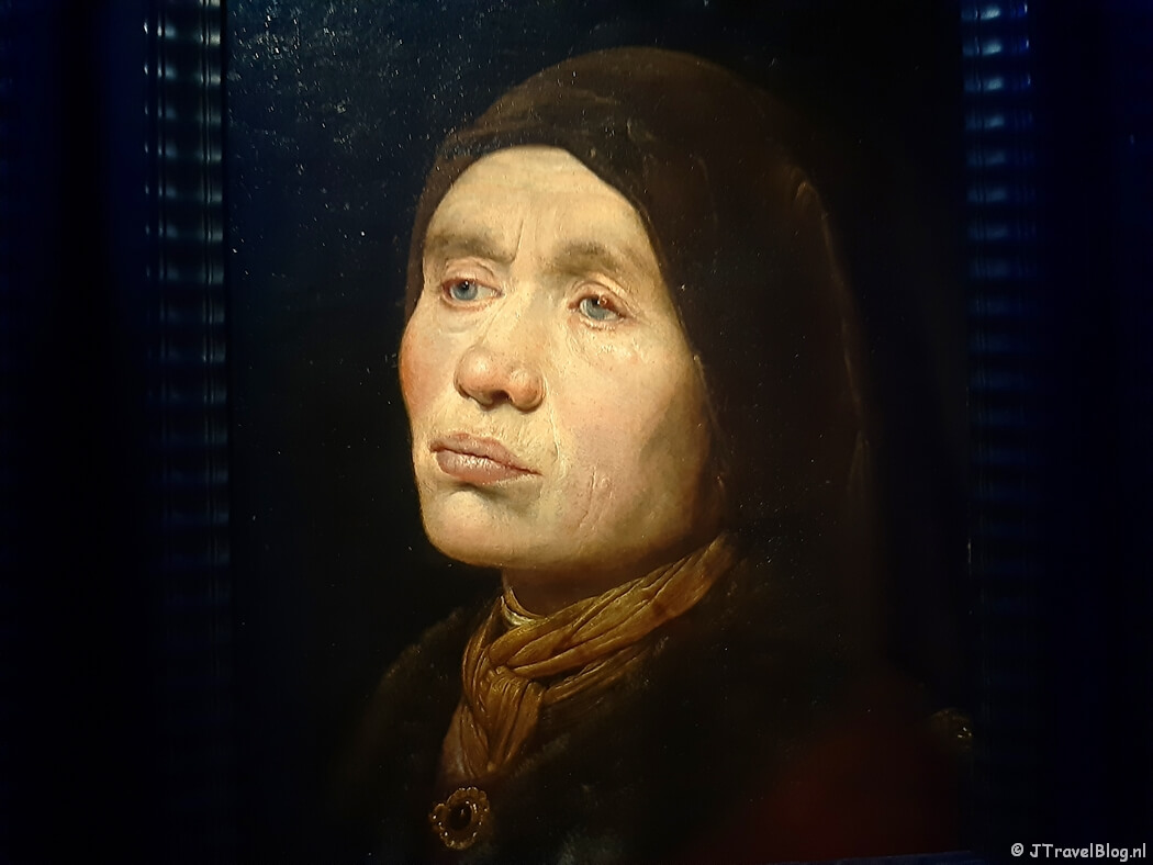 Portret van een vrouw van Meester I.S. in Museum De Lakenhal in Leiden