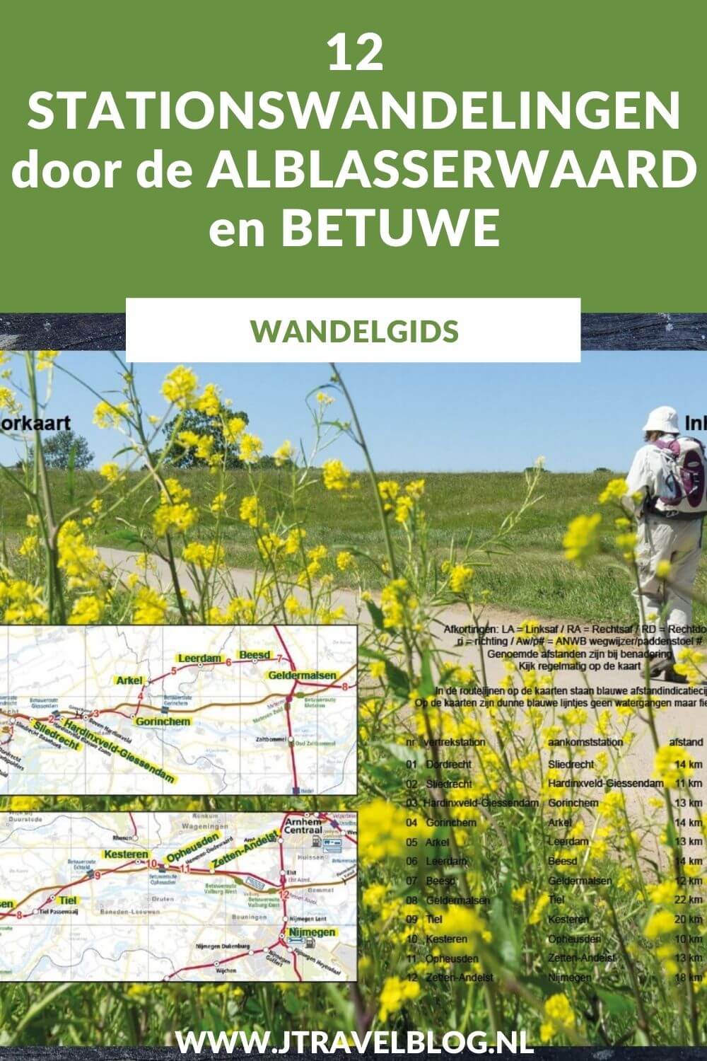 De wandelgids '12 stationswandelingen dwars door de Alblasserwaard en Betuwe' is een wandelgids met 12 afwisselende 'lijnwandelingen' van/naar treinstations door de Alblasserwaard en de Betuwe. De wandelingen hebben een lengte van tussen de 10 en 22 kilometer. Wandel je mee? #alblasserwaard #betuwe #stationswandelingen #wandelen #wandelgids #anoda #jtravel #jtravelblog