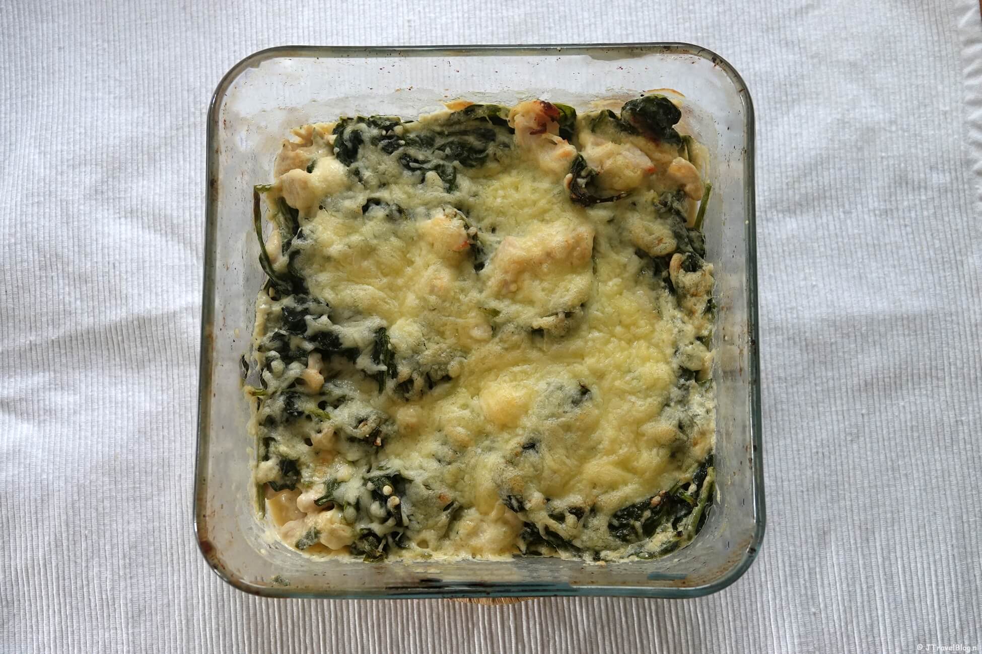 Recept : Ovenschotel met kip en spinazie