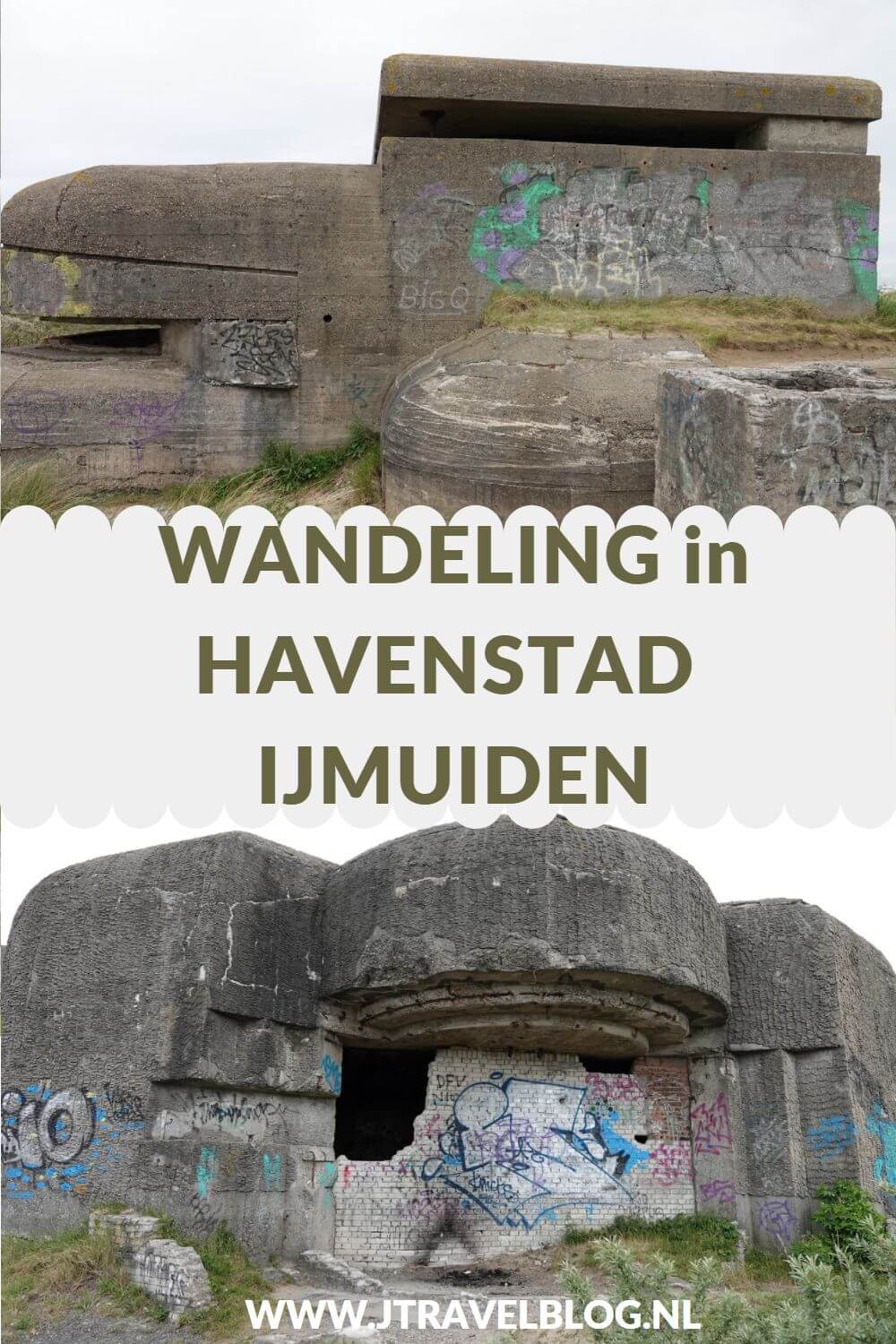 Ik maakte een wandeling in havenstad IJmuiden. Een wandeling langs het Noordzeekanaal, door de havens, langs bunkers en over het strand. Mijn belevenissen en mijn route lees je in deze blog. Loop je mee? #ijmuiden #noordzeekanaal #haven #strand #bunkers #wandelen #hiken #jtravel #jtravelblog