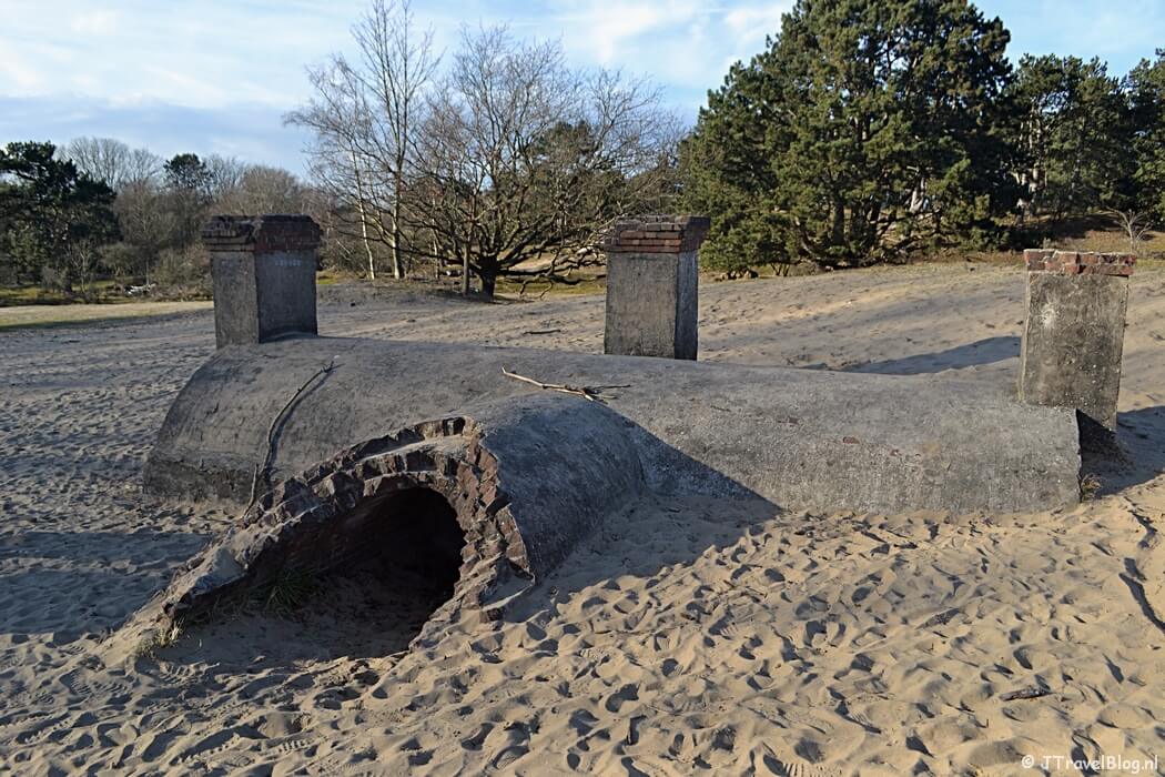 Een voorraadbunker in de Amsterdamse Waterleidingduinen, februari 2021.