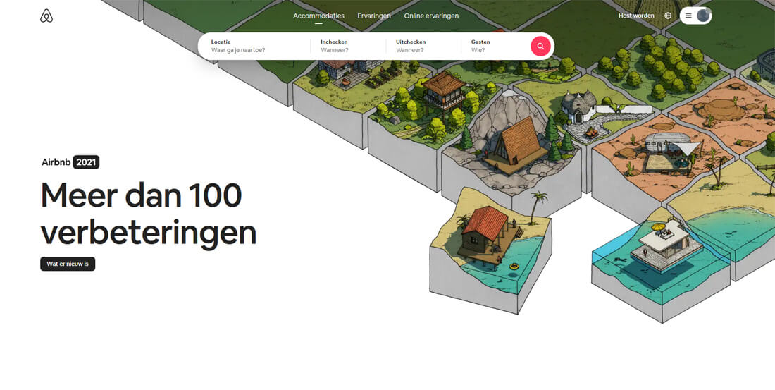 De website van Airbnb