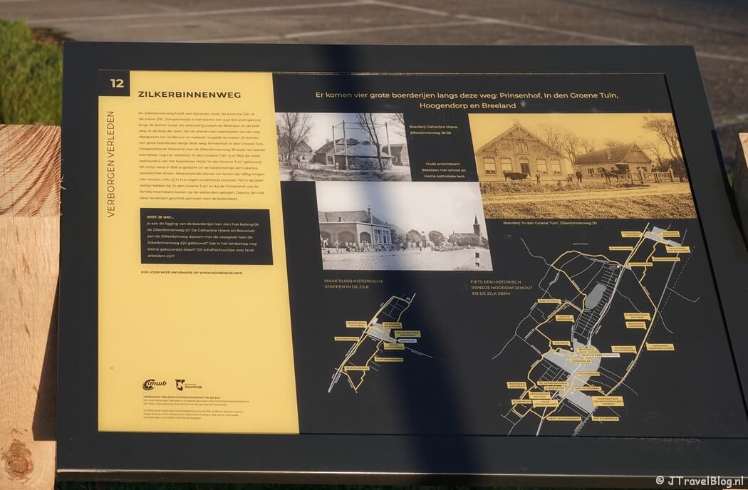 Informatiepaneel nr. 12 - Zilkerbinnenweg tijdens de Verborgen Verleden fietsroute langs historische plekken in Noordwijkerhout en De Zilk
