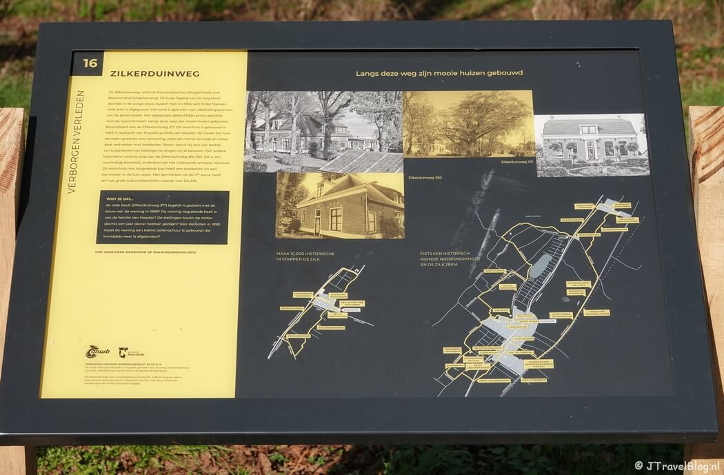 Informatiepaneel nr. 16 - Zilkerduinweg in De Zilk tijdens de Verborgen Verleden fietsroute langs historische plekken in Noordwijkerhout en De Zilk