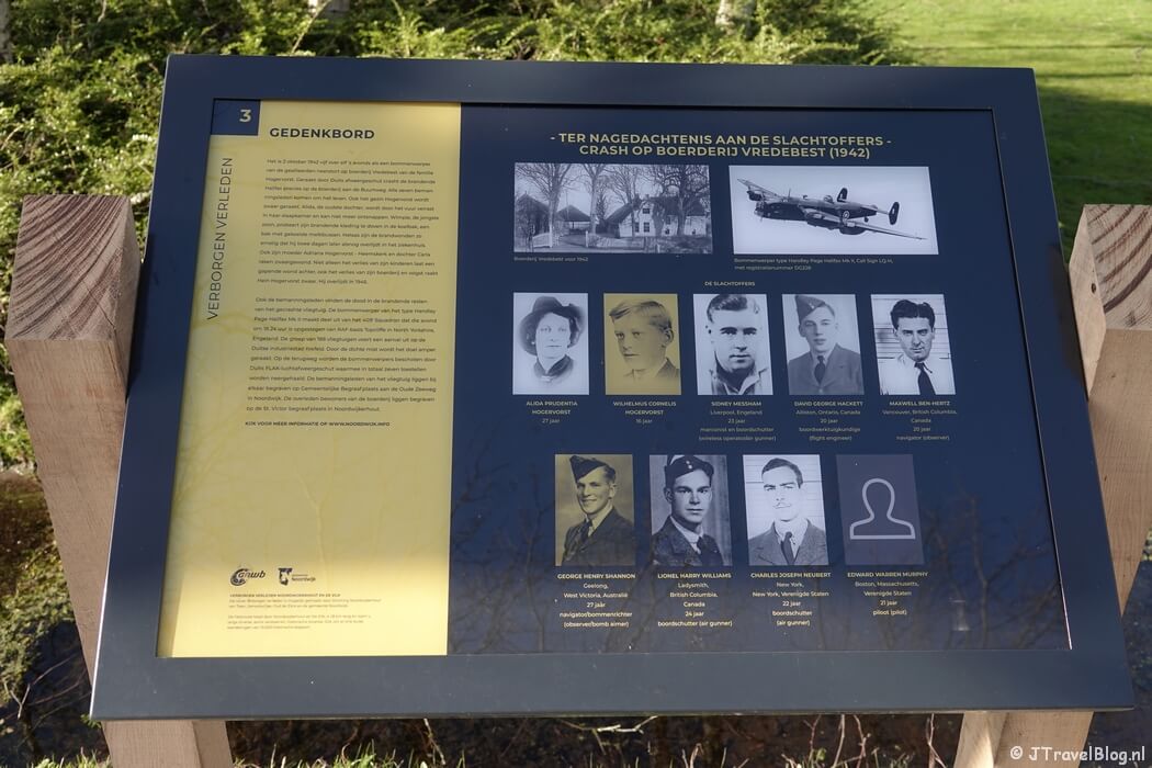 Informatiepaneel nr. 3 - Gedenkbord Halifax tijdens de Verborgen Verleden fietsroute langs historische plekken in Noordwijkerhout en De Zilk