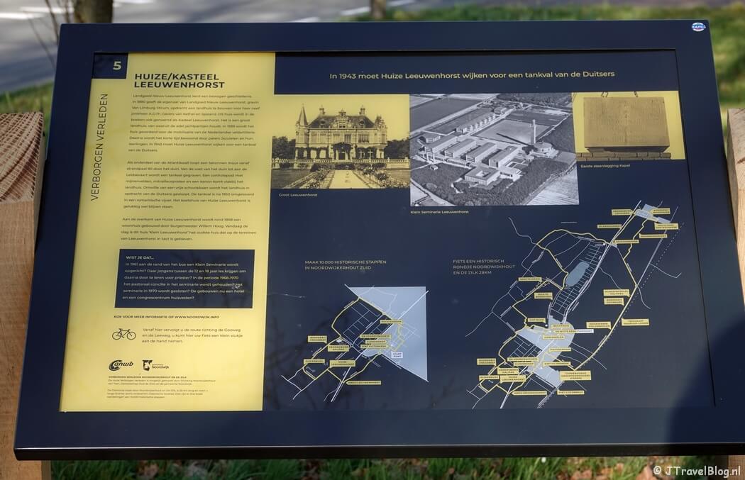Informatiepaneel nr. 5 - Huize/Kasteel Leeuwenhorst tijdens de Verborgen Verleden fietsroute langs historische plekken in Noordwijkerhout en De Zilk
