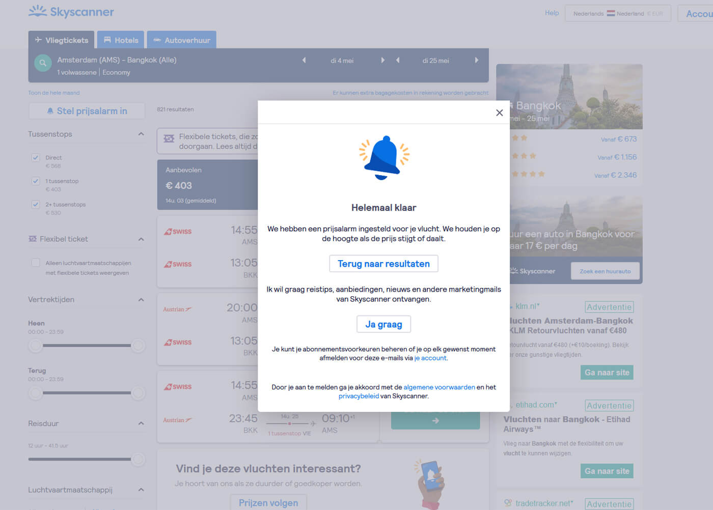 Vliegen naar Thailand: Prijsalarm van Skyscanner is ingesteld