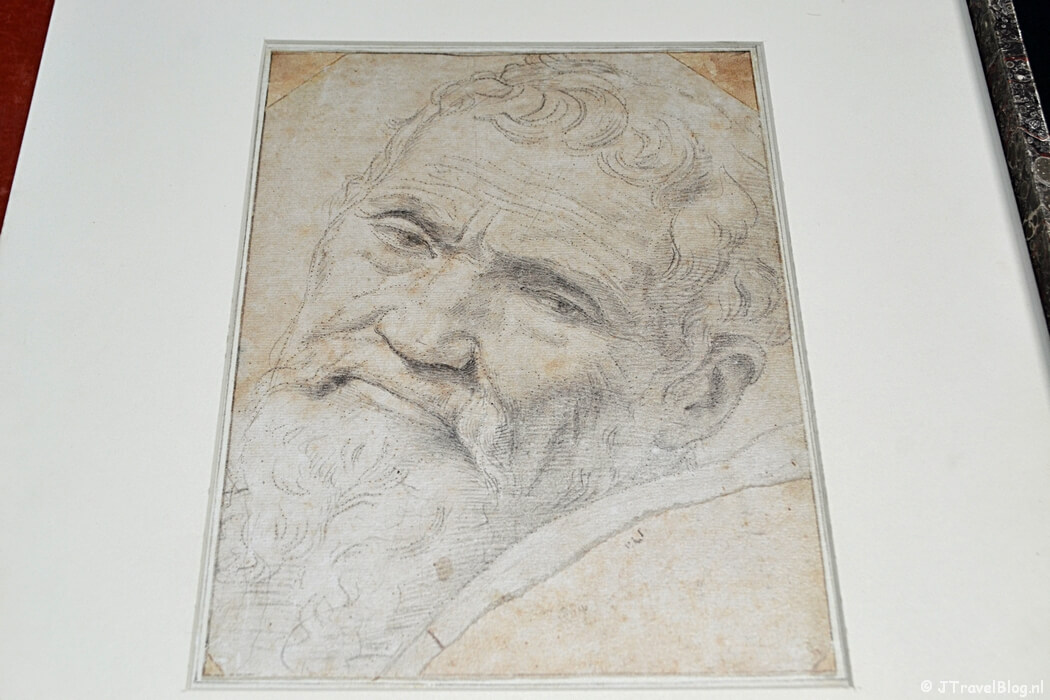 Een tekening van Michelangelo in de Eerste Schilderijenzaal van het Teylers Museum in Haarlem