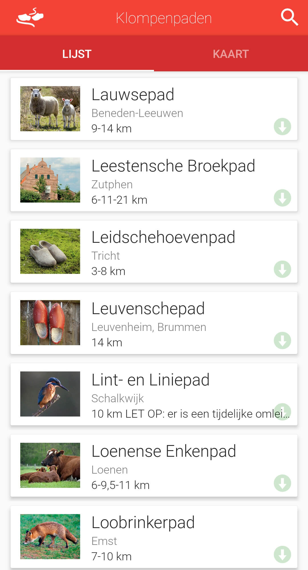 De wandel app Klompenpaden