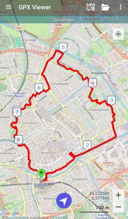 Trage Tocht Groningen in de app GPX viewer
