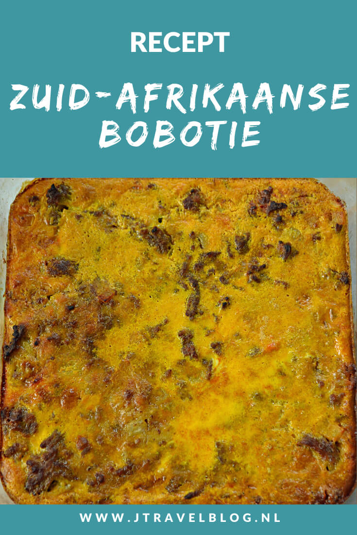 Tijdens je reis door Zuid-Afrika zul je ongetwijfeld ergens een keer bobotie eten. Hier in Nederland kun je het via het bekende Knorr pak maken, maar dat smaakt toch anders dan een origineel recept van een Zuid-Afrikaan. Eet smakelik alvast. Hier lees je hoe je dit recept heel makkelijk zelf kunt maken. Lees en kokkerel je mee? #recept #zuidafrika #bobotie #jtravel #jtravelblog